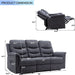 Reclining Sofa, 3 Seater Sofa Recliner with Flipped Middle Backrest, Fabric Reclining Sofa with 2 Cup Holders and Console Slate, Manual Reclining Home Theater Seating for Living Room