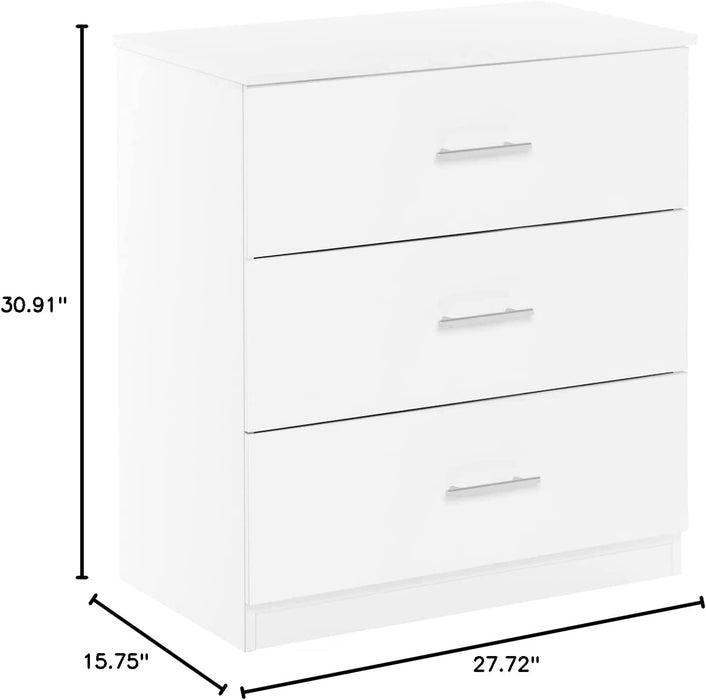 Solid White Simple Design 3-Drawer Dresser