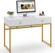 White and Gold Makeup Vanity Console Table