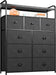 Dark Grey 9-Drawer Fabric Tall Bedroom Dresser