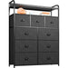 Dark Grey 9-Drawer Fabric Tall Bedroom Dresser