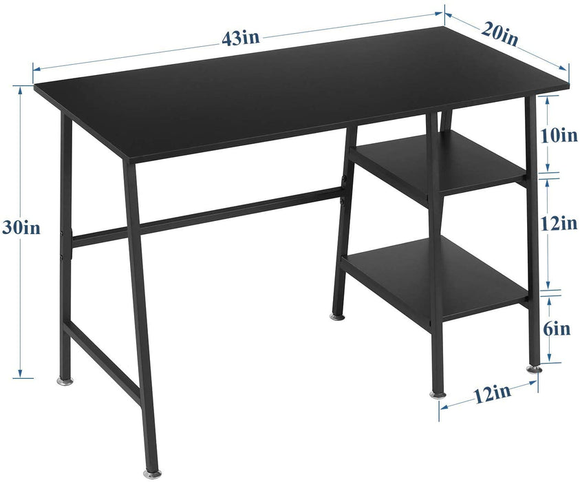 Industrial Style Computer Desk with Storage Shelves