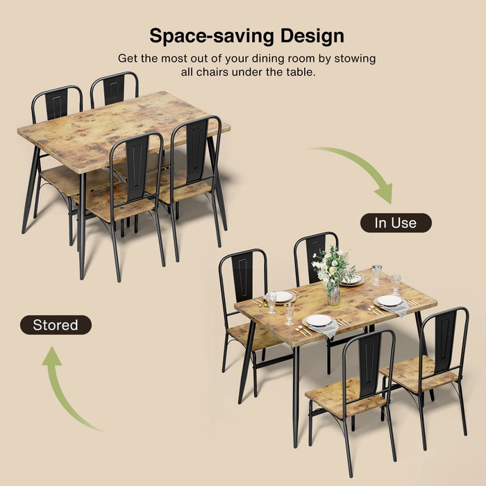 5-Piece Retro Kitchen Table and Chairs Set for 4