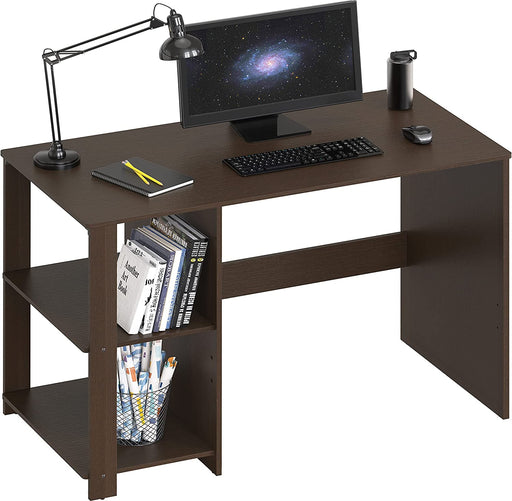 Espresso Desk with Shelves for Home Office