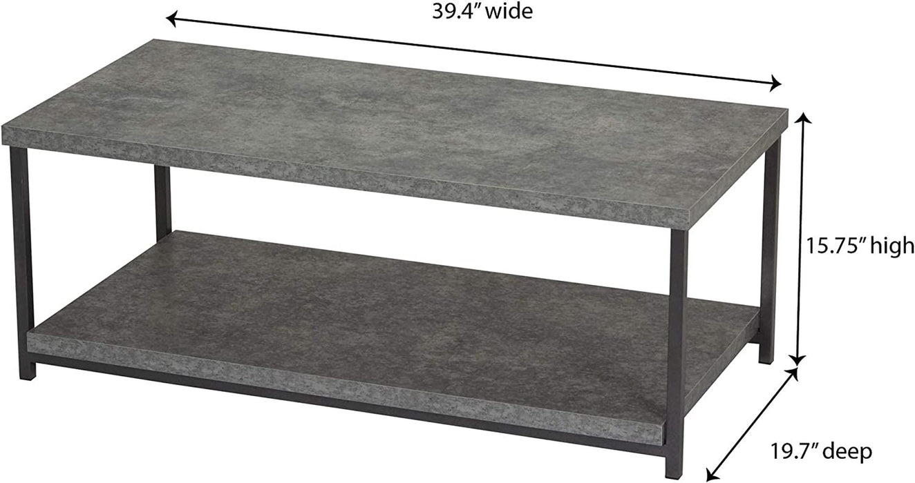 Coffee Table with Storage Shelf Faux Concrete