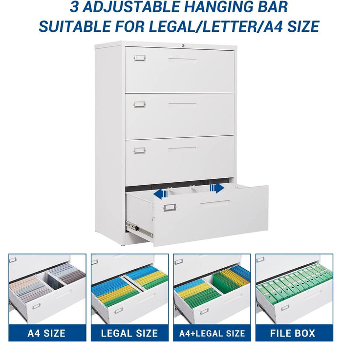 Lockable 4-Drawer Metal File Cabinet for Home Office