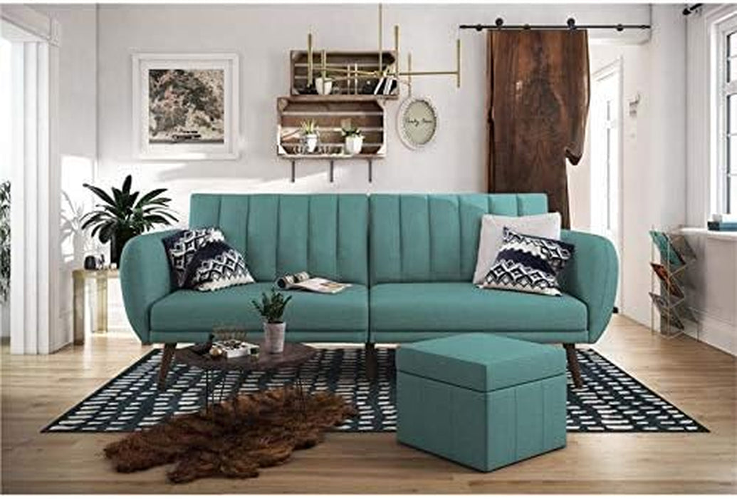 Brittany Sofa Futon - Premium Light Blue Upholstery