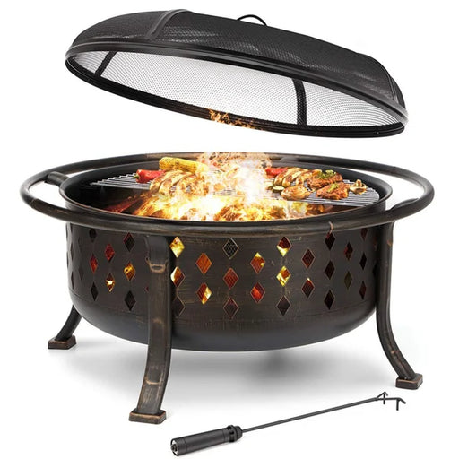 Adelinna 23'' H X 36'' W Iron Wood Burning Outdoor Fire Pit