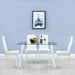 Modern White Dining Room Table Set for 4, Glass Top