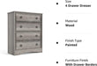 Modern Gray 4 Drawer Dresser, Textured Borders