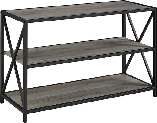 Industrial Grey 2-Tier Bookcase for Home Office