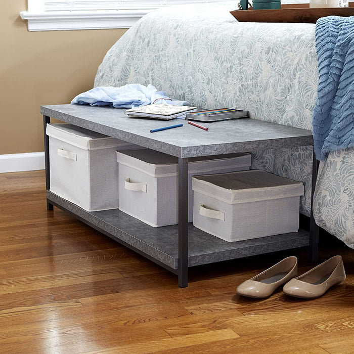 Coffee Table with Storage Shelf Faux Concrete