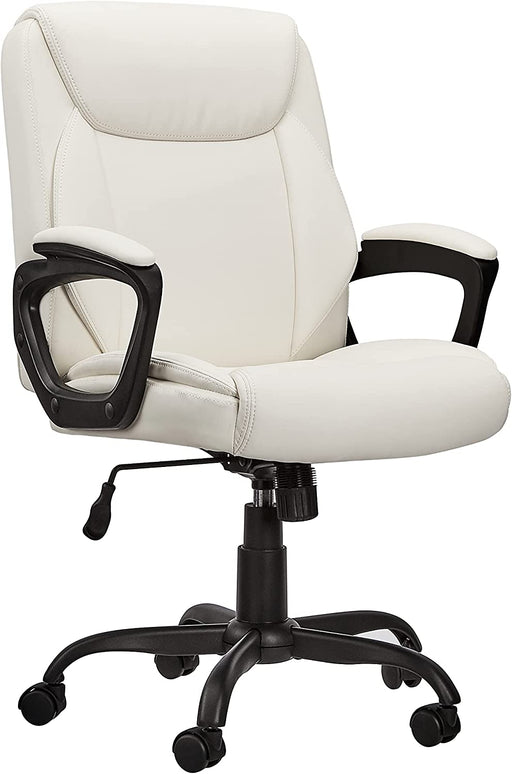 Padded Mid-Back Office Chair with Armrest - Cream