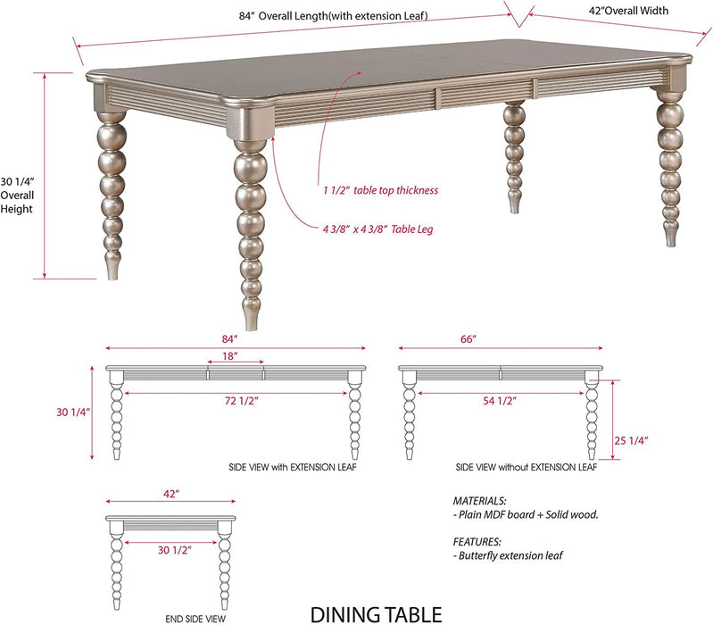 Zaria Champagne Wood 8 Piece Dining Set