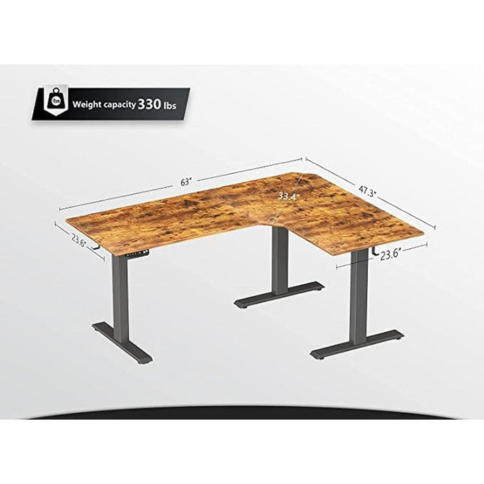 Executive L-Shaped Standing Desk with File Cabinet
