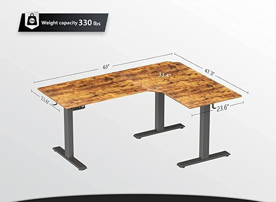 Executive L-Shaped Standing Desk with File Cabinet