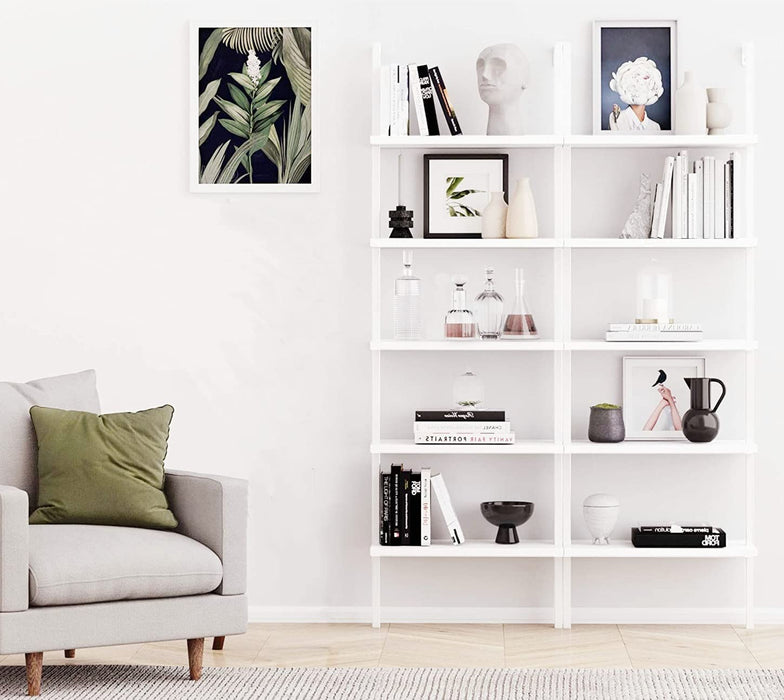 5-Tier Wall Mounted Bookcase with Open Shelves