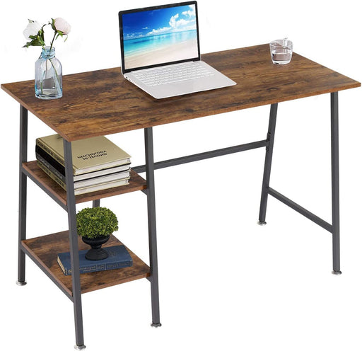 Industrial Style Home Office Desk with Shelves