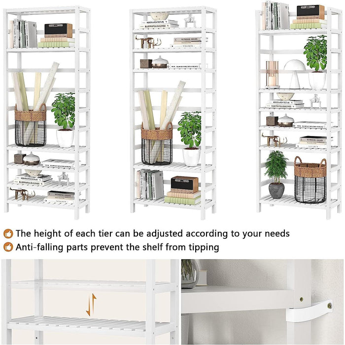 Adjustable 6-Tier Bamboo Bookshelf for Versatile Storage