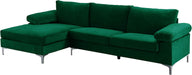 Large Green Velvet L-Shape Sectional Sofa