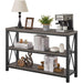 Industrial Rustic Sofa Table with Storage Shelves