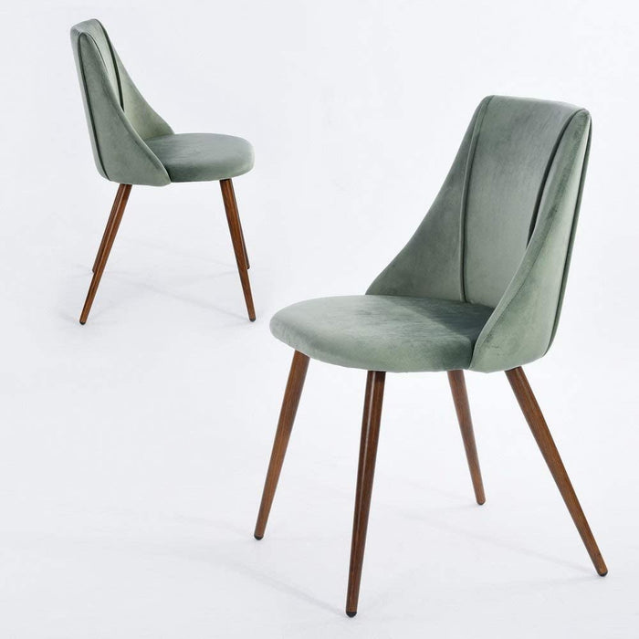 Set of 2 Velvet Dining Chairs, Cactus