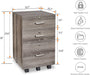 Grey Oak Rolling File Cabinet with Lock