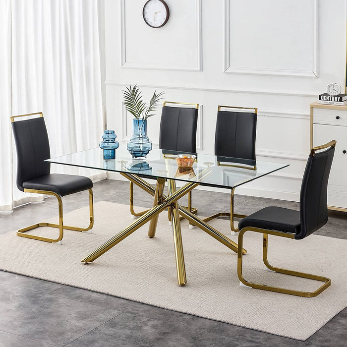 Modern Dining Chairs Set of 4, Side Dining Room Chairs with Golden Legs