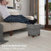Grey Velvet Ottoman with Storage and Support