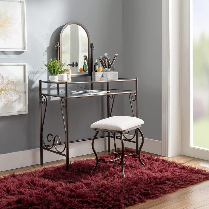 Dark Metal Vanity Table Set