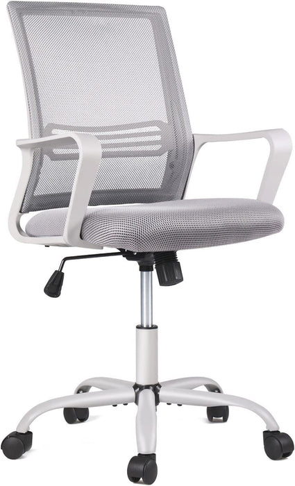 Ergonomic Grey Mesh Desk Chair with Wheels