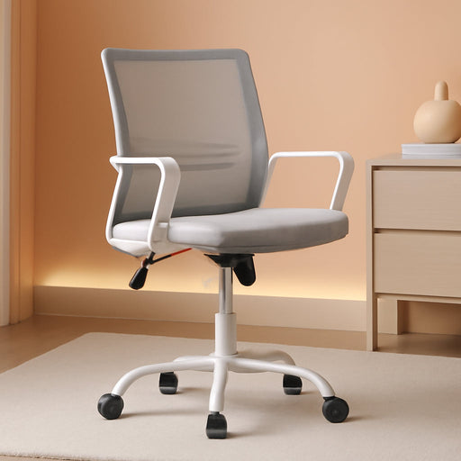 Ergonomic Grey Mesh Desk Chair with Wheels