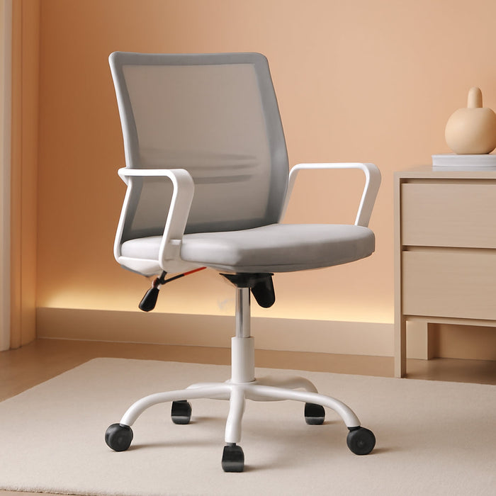 Ergonomic Grey Mesh Desk Chair with Wheels