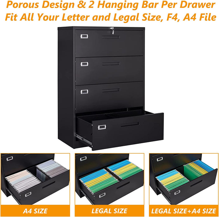 4-Drawer Metal File Cabinet with Lock
