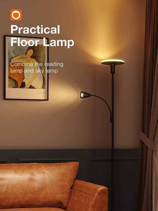 Adjustable Torchiere Floor Lamp with Reading Lamp