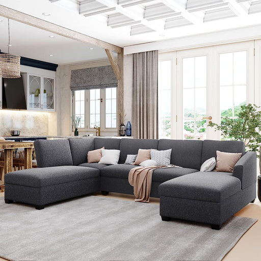 Modern Gray U-Shape Sectional Sofa, 117″