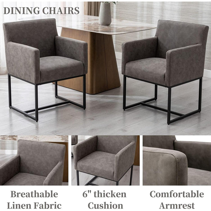 Set of 4 Upholstered Armchairs, Grey