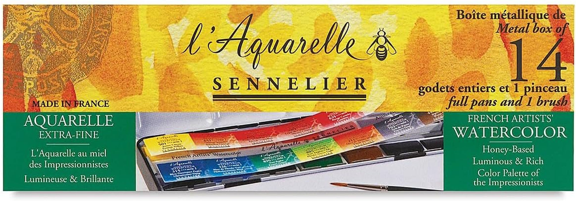 Sennelier L'Aquarelle French Artists' Watercolor Travel Set of 14, Half  Pans