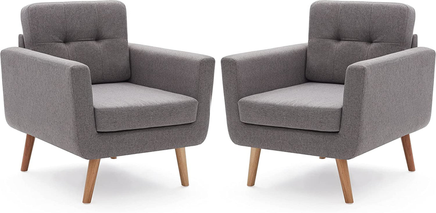 Mid Century Modern Grey Accent Chairs Set