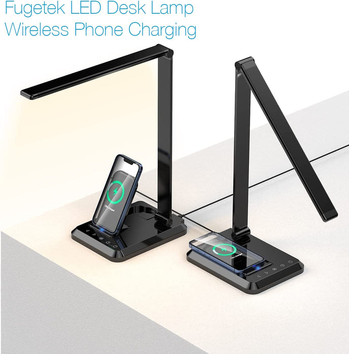 LED Desk Lamp with Wireless Charger & USB Port