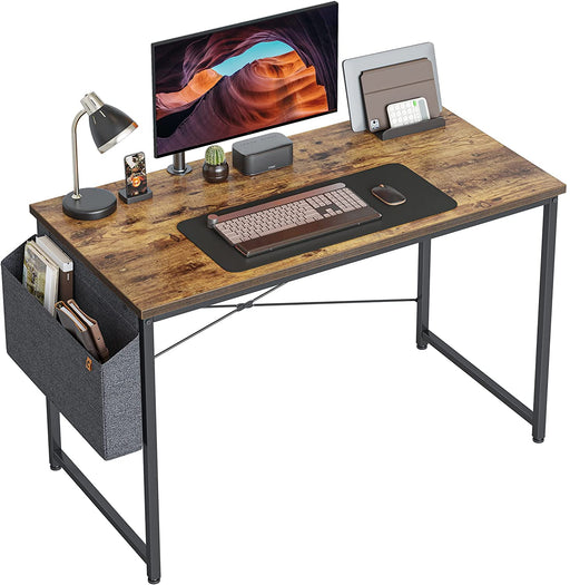 Modern 40-Inch Brown Computer Desk with Storage Bag