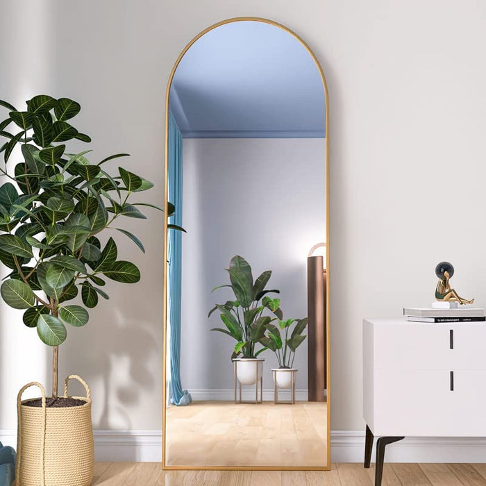 Arched Full Length Mirror, Gold Aluminum Frame