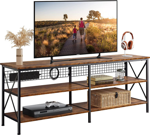 Rustic Brown TV Stand with Cable Management