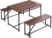 3 Piece Dining Room Table Set, Kitchen Table with Two Benches