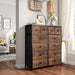 12-Drawer Rustic Brown Fabric Tall Dresser