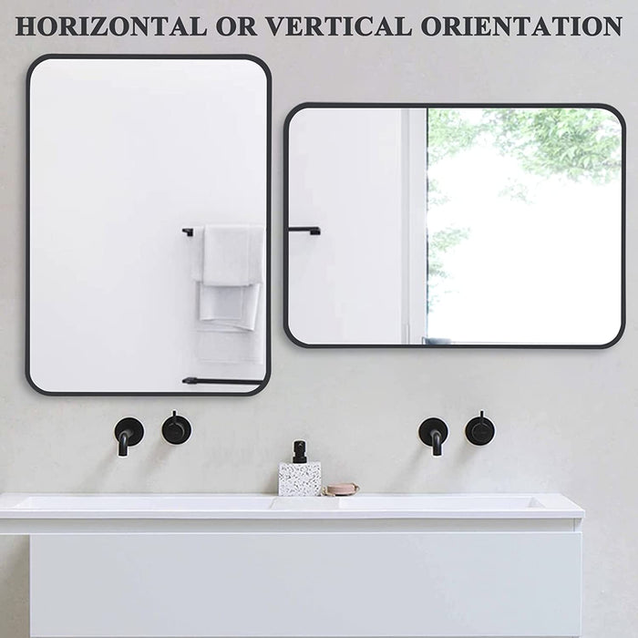 Black Metal Framed Bathroom Wall Mirror