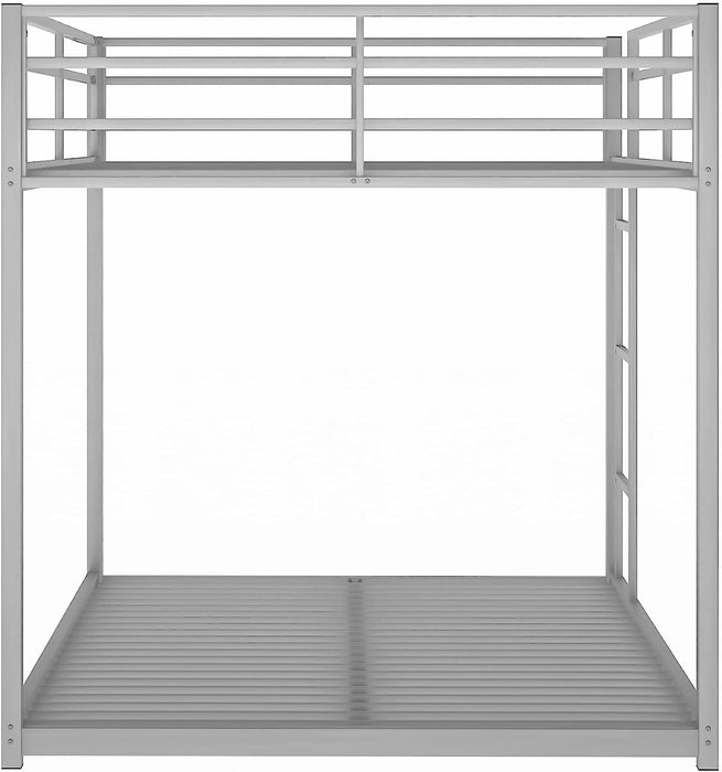 Full over Full Bunk Bed Low with Ladder, Silver