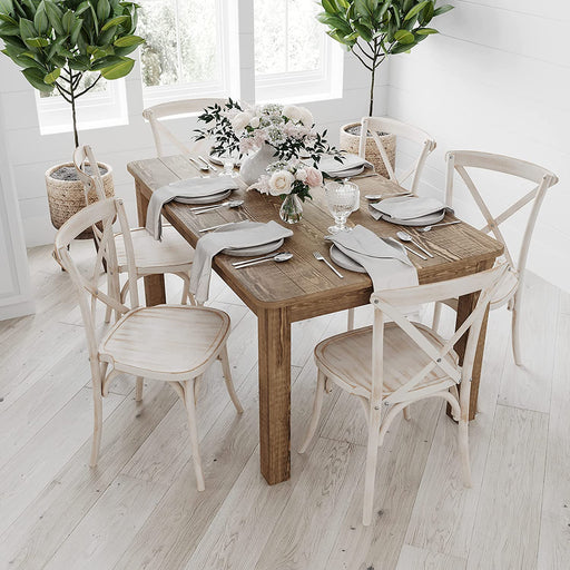 Rustic Solid Pine Farm Dining Table in Antique Finish