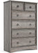 Gray Wash Tall Dresser with 6 Drawers for Bedroom Storage