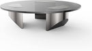 Round Glass Coffee Table with Polished Steel Legs